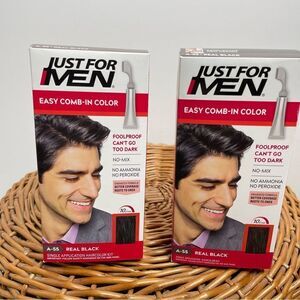 Just For Men Easy Comb In Hair Color A-55 Real Black Lot Of‎ 2 New And Sealed